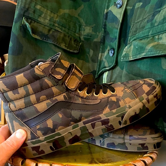 Vans Sk8 Hi Velcro Classic Camo Print Shoes Sneakers -   SZ 8 Men’s - Picture 1 of 15
